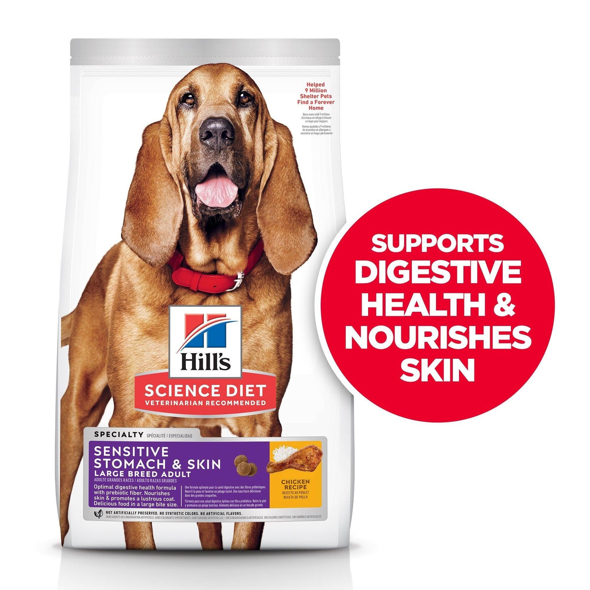 Hill's Science Diet Adult Sensitive Stomach & Skin Large Breed Dry Dog Food, Chicken Recipe, 13.6 Kg Bag  Dog Food  | PetMax Canada