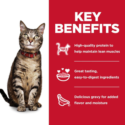Hill's Science Diet Adult Wet Cat Food Pouch Variety Pack, Chicken, Tuna, and Ocean Fish 79g pouch - 12 pouches - Canned Cat Food - Hill's Science Diet - PetMax Canada