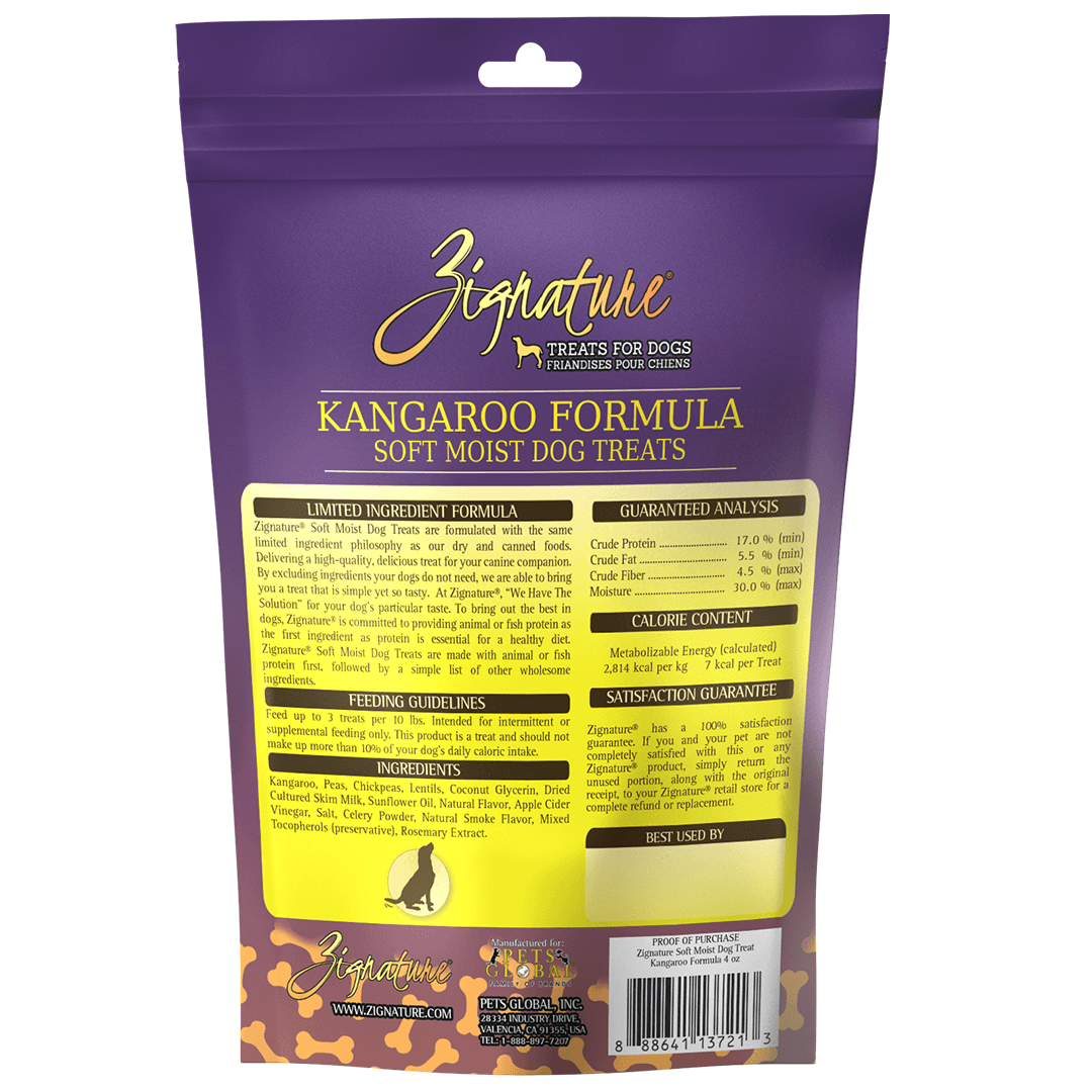 Zignature Kangaroo Formula Soft Moist Treats for Dogs  Dog Treats  | PetMax Canada