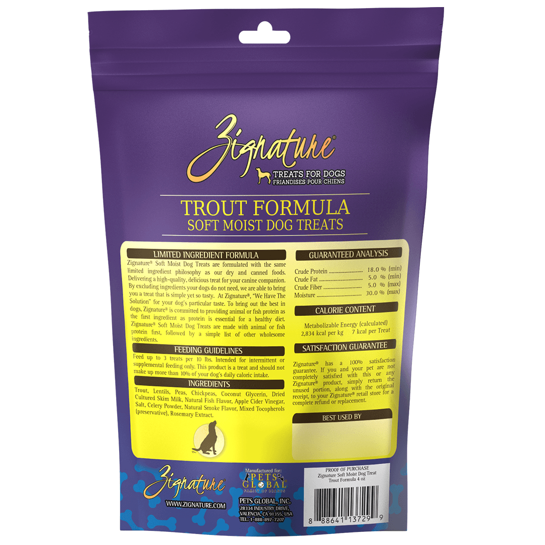 Zignature Trout Formula Soft Moist Treats for Dogs  Dog Treats  | PetMax Canada