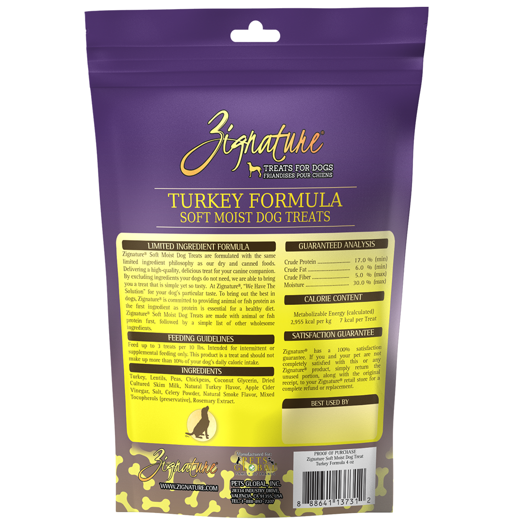 Zignature Turkey Formula Soft Moist Treats for Dogs  Dog Treats  | PetMax Canada
