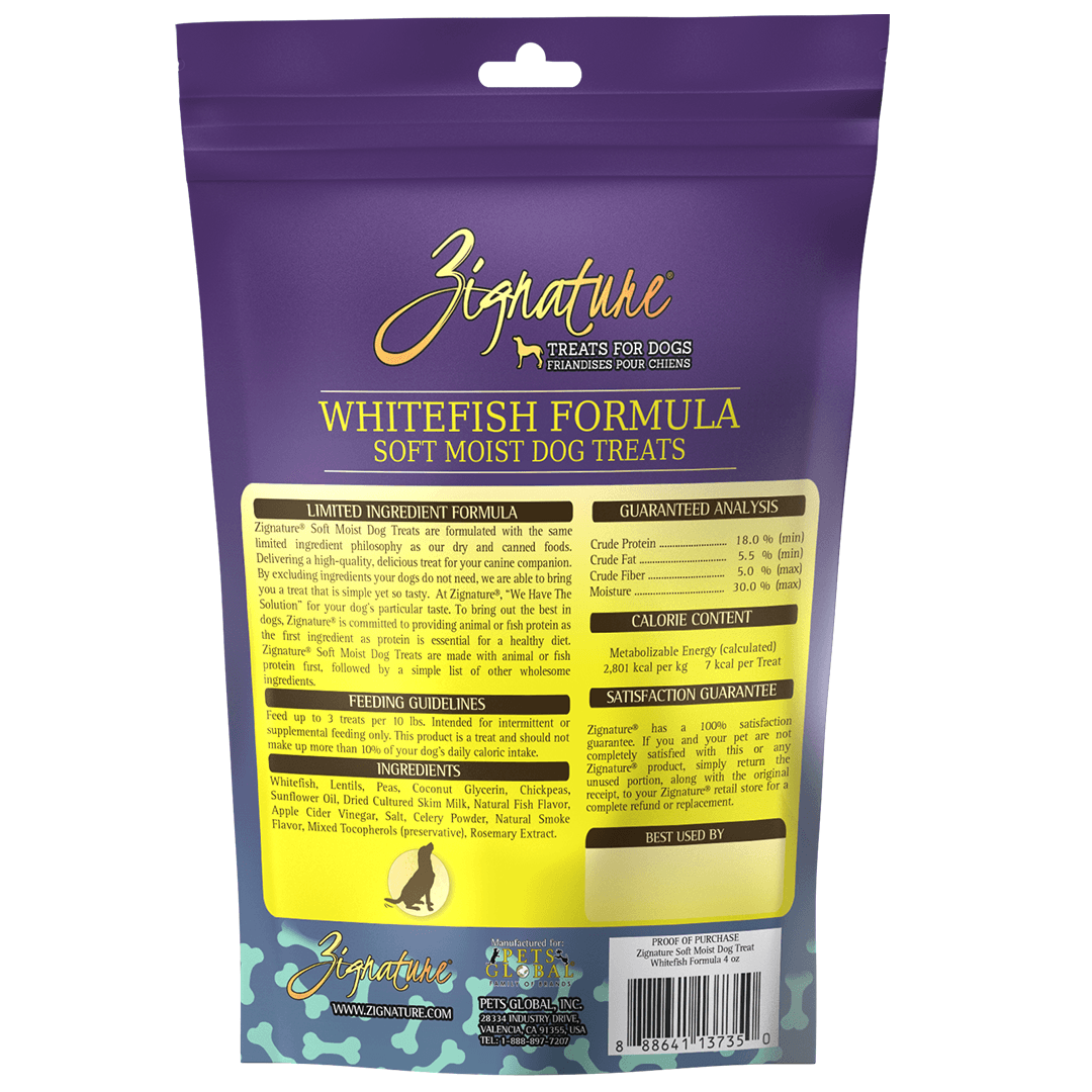 Zignature Whitefish Formula Soft Moist Treats for Dogs - 113g - Dog Treats - Zignature Pet Food - PetMax Canada