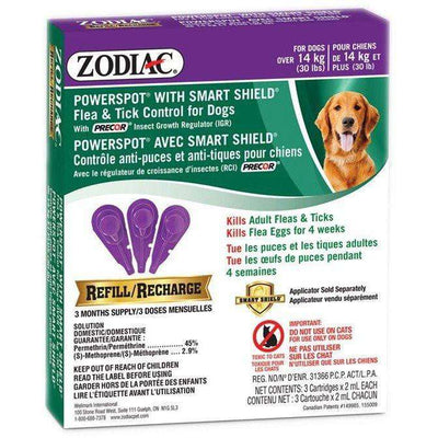 Zodiac Powerspot Large Breed Over 13.6 Kg  Flea & Tick Topical Applications  | PetMax Canada
