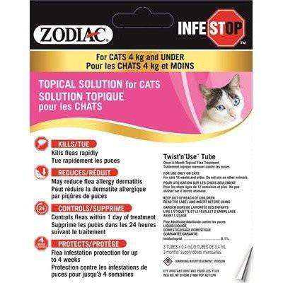 Zodiac Infestop For Cats 4 Kg And Under  Flea & Tick  | PetMax Canada