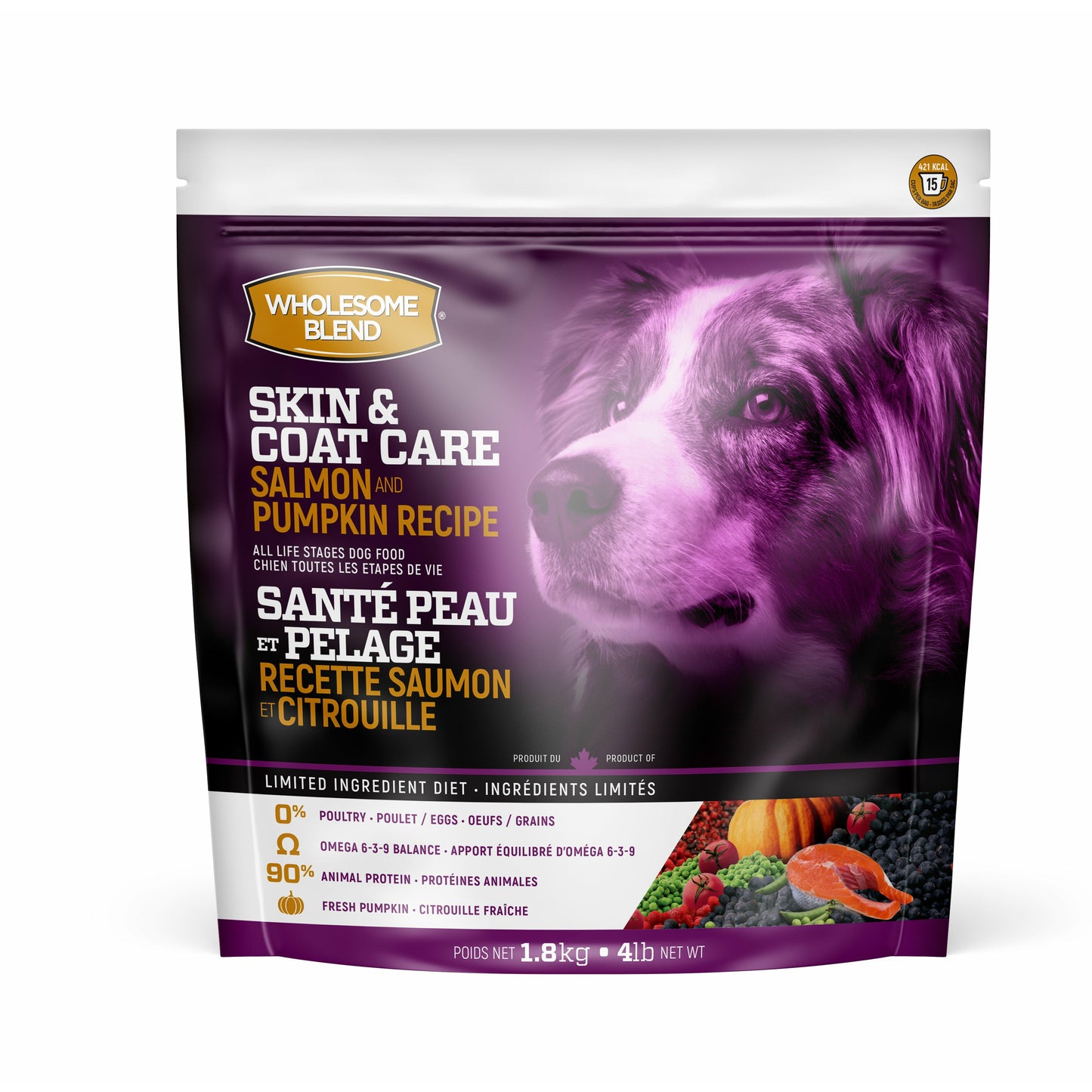 Wholesome Blend Dog Food Skin & Coat Care Salmon & Pumpkin Recipe  Dog Food  | PetMax Canada