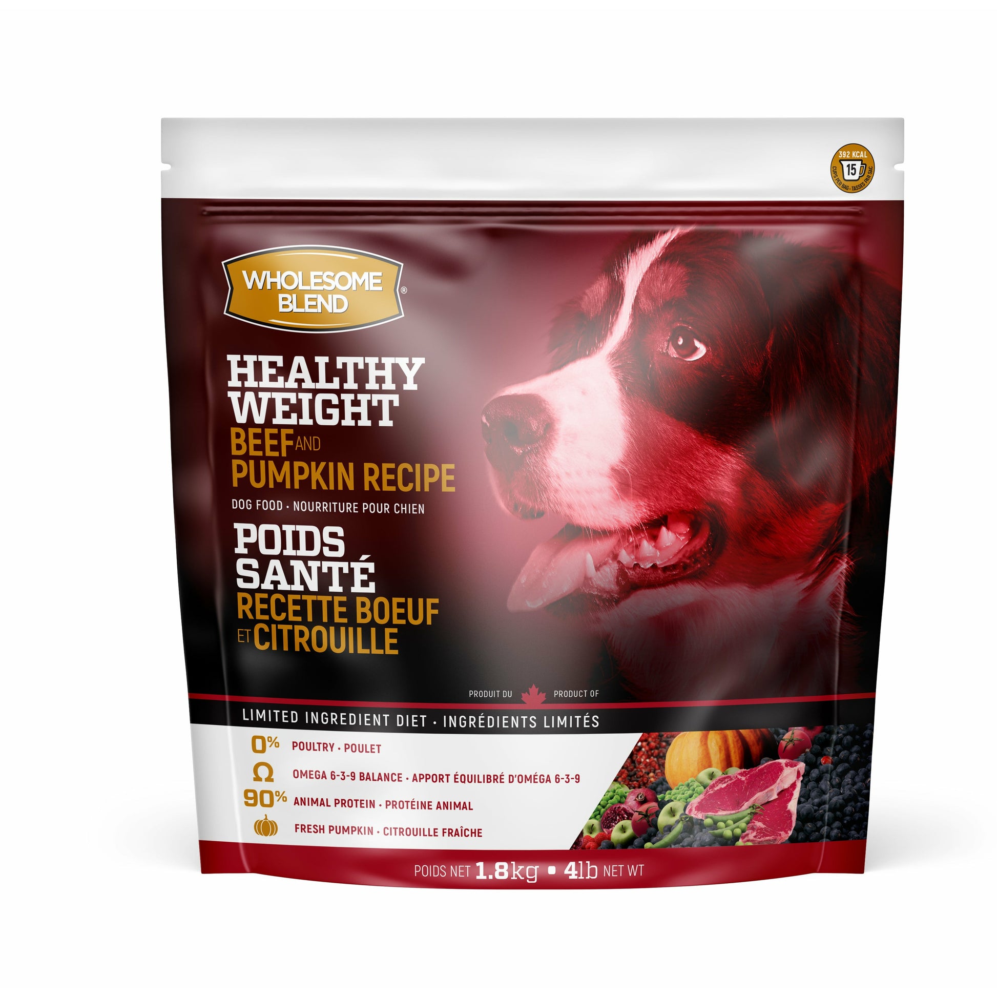 Wholesome Blend Dog Food Healthy Weight Beef & Pumpkin Recipe 1.8 Kg Dog Food 1.8 Kg | PetMax Canada