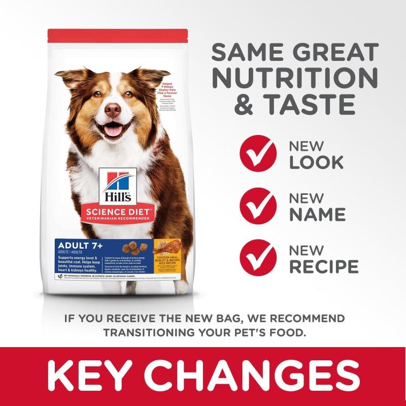 Hill's Science Diet Dry Dog Food, Adult 7+ for Senior Dogs, Chicken Meal, Barley & Brown Rice Recipe  Dog Food  | PetMax Canada