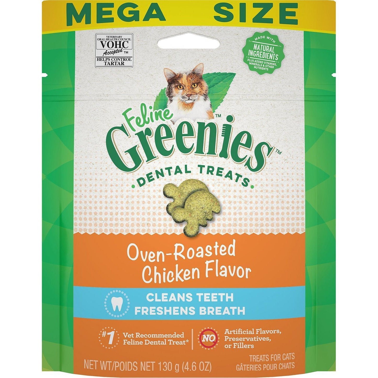 Greenies Feline Natural Dental Care Cat Treats Oven Roasted Chicken Flavour 130g Cat Treats 130g | PetMax Canada