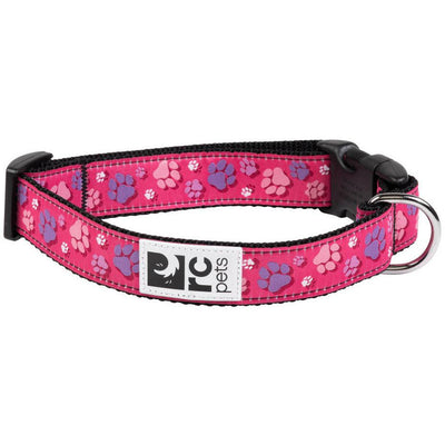 RC Adjustable Dog Clip Collar Fresh Tracks Pink - XX-Small: 1/2" x 6 - 9" - Dog Collars - RC Pet Products - PetMax Canada