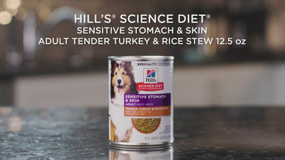 Nourriture pour chiens Hill's Science Diet Adult Sensitive Stomach &amp; Skin Tender Ragoût de dinde et de riz 