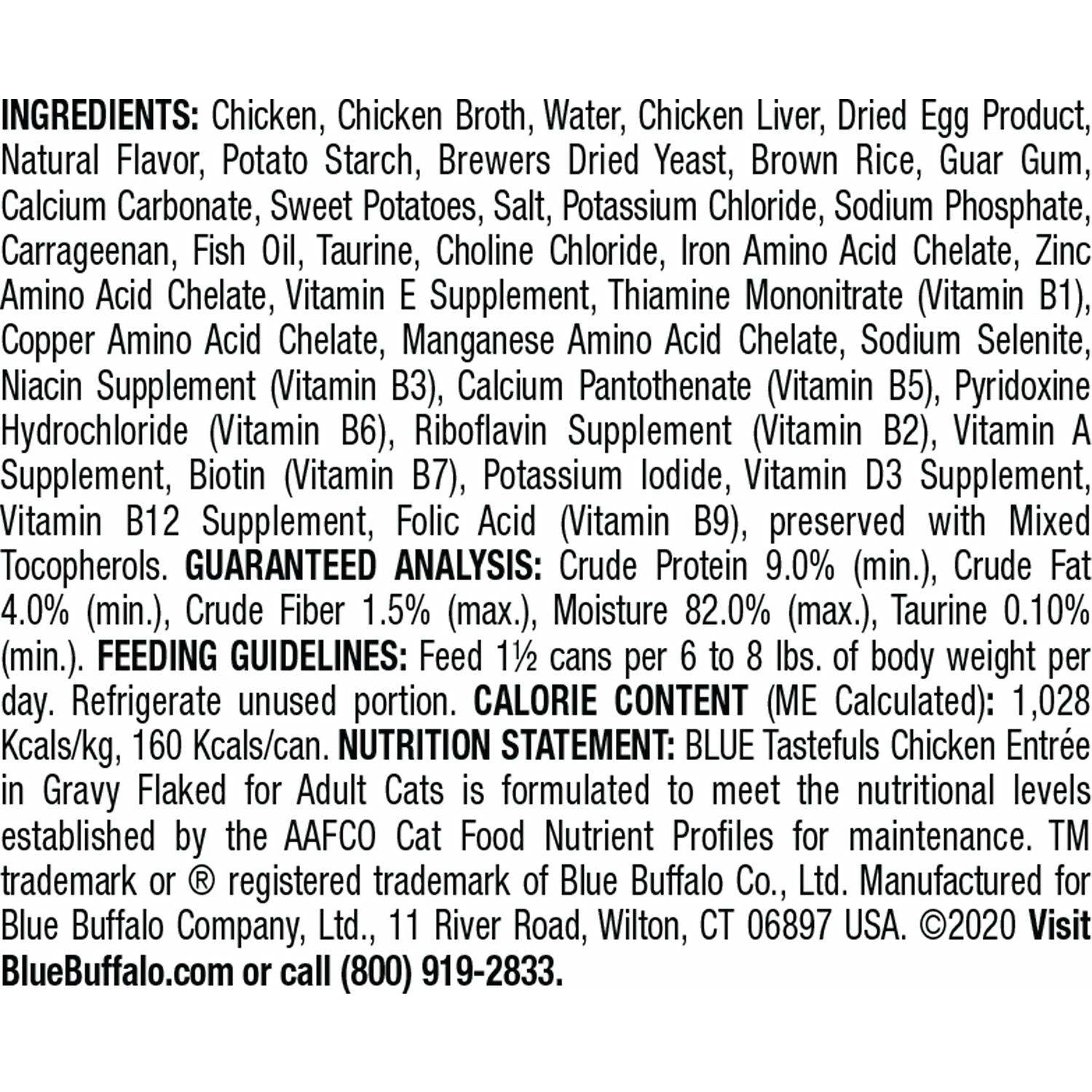 Blue Buffalo Tastefuls Chicken Entrée in Gravy Flaked Wet Cat Food - 156g - Canned Cat Food - Blue Buffalo - PetMax Canada
