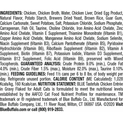 Blue Buffalo Tastefuls Chicken Entrée in Gravy Flaked Wet Cat Food - 156g - Canned Cat Food - Blue Buffalo - PetMax Canada