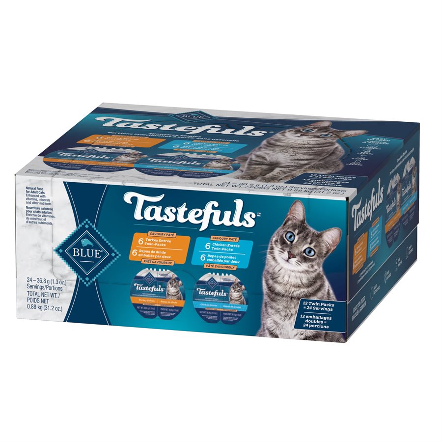 Blue Buffalo Tastefuls Spoonless Singles Adult Chicken And Turkey Pate Variety Pack  Canned Cat Food  | PetMax Canada