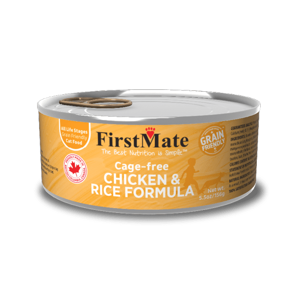 FirstMate Grain Friendly Cage-Free Chicken & Rice Canned Cat Food 156g Canned Cat Food 156g | PetMax Canada