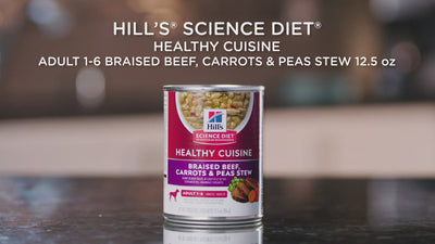 Nourriture pour chiens Hill's Science Diet Adult Healthy Cuisine Braised Beef, Carottes &amp; Pois Ragoût 