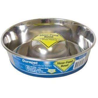 Durapet Premium Stainless Steel Slow Feed Bowl  Stainless Steel  | PetMax Canada