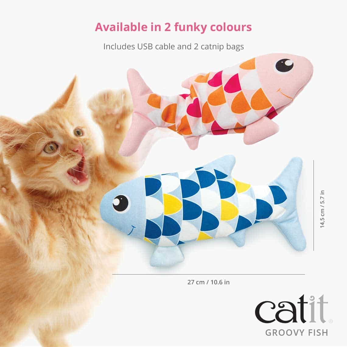Catit Groovy Rechargeable Dancing Fish  Cat Toys  | PetMax Canada