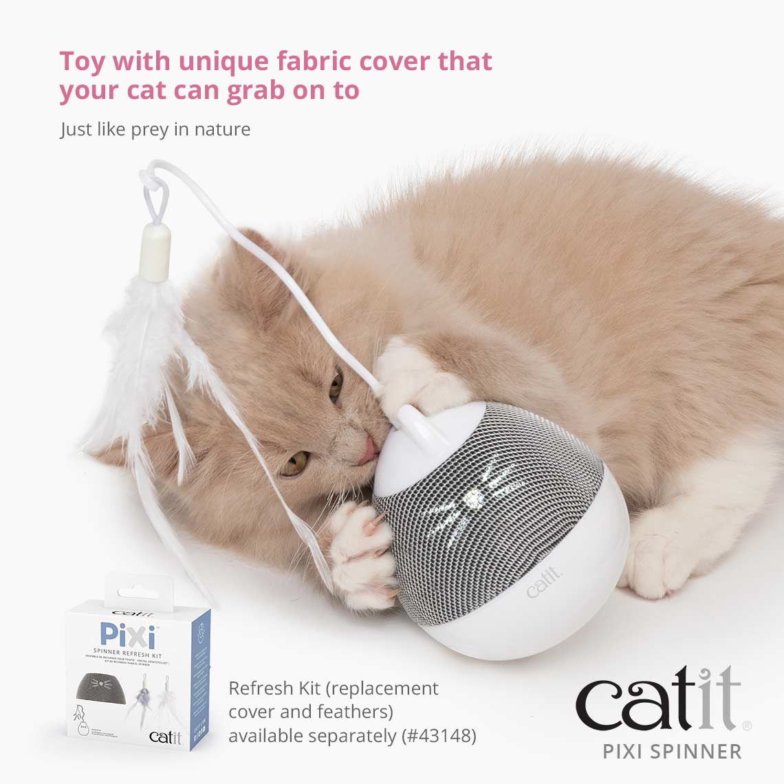 Catit Pixi Spinner Electronic Cat Toy White & Grey  Cat Toys  | PetMax Canada