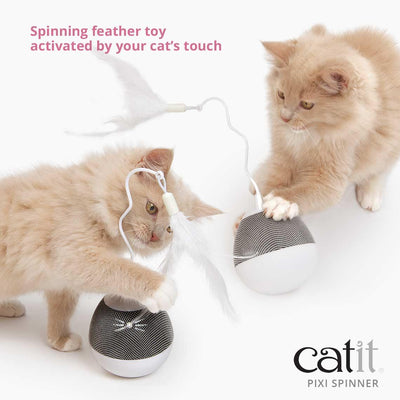 Catit Pixi Spinner Electronic Cat Toy White & Grey - Default Title - Cat Toys - Catit - PetMax Canada