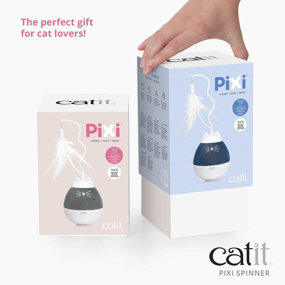 Catit Pixi Spinner Electronic Cat Toy White & Grey - Default Title - Cat Toys - Catit - PetMax Canada