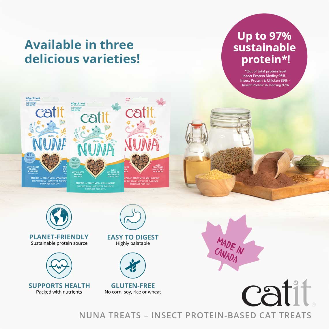 Catit Nuna Cat Treat Insect Protein & Chicken  Cat Treats  | PetMax Canada