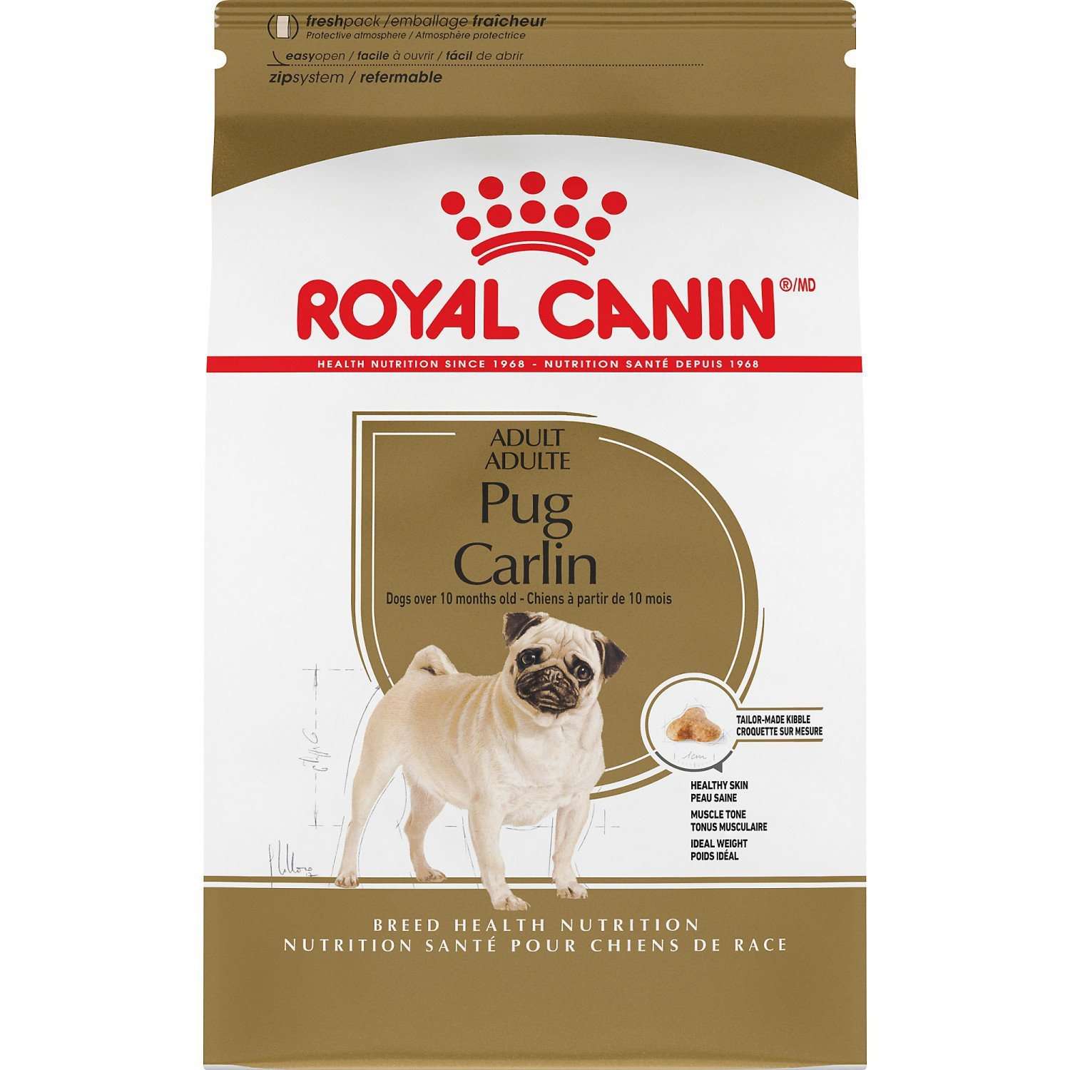 Royal Canin Breed Health Nutrition Pug Adult Dry Dog Food  Dog Food  | PetMax Canada