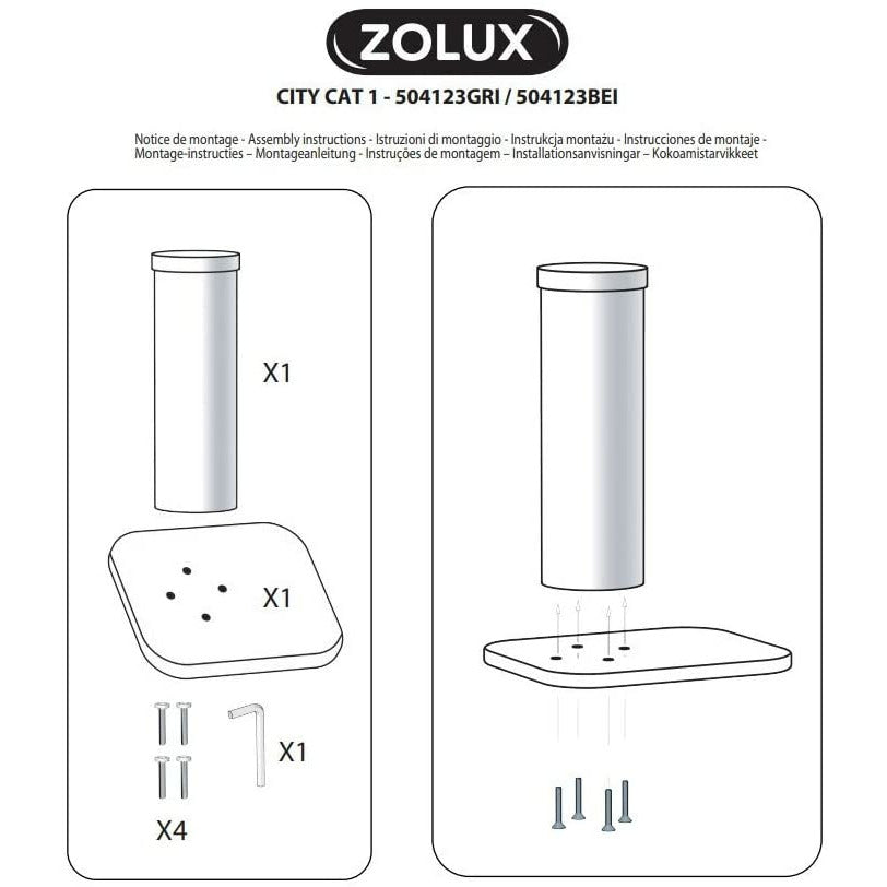 Zolux City Cat 1 Cat Scratching Post Grey  Cat Scratching Posts  | PetMax Canada
