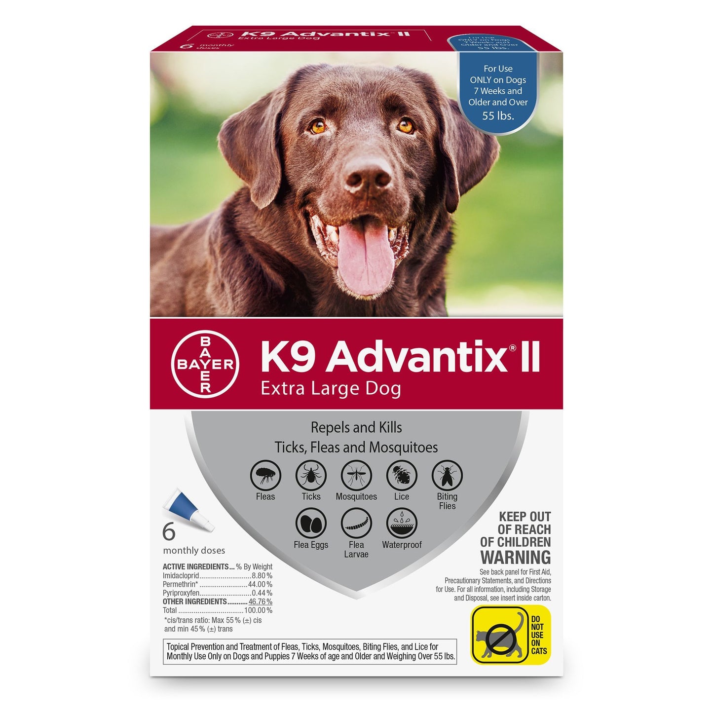 K9 Advantix II X-Large Dogs 25Kg+ / 6 Pack Flea & Tick Topical Applications 25Kg+ | PetMax Canada