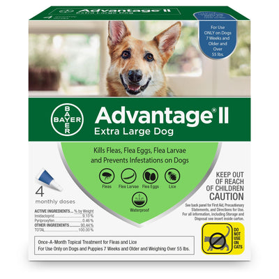 Advantage II For X-Large Dogs 25Kg+ / 4 Pack Flea & Tick Topical Applications 25Kg+ | PetMax Canada