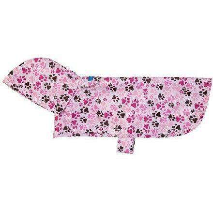 RC Dog Packable Rain Poncho Pink Paws  Poncho  | PetMax Canada