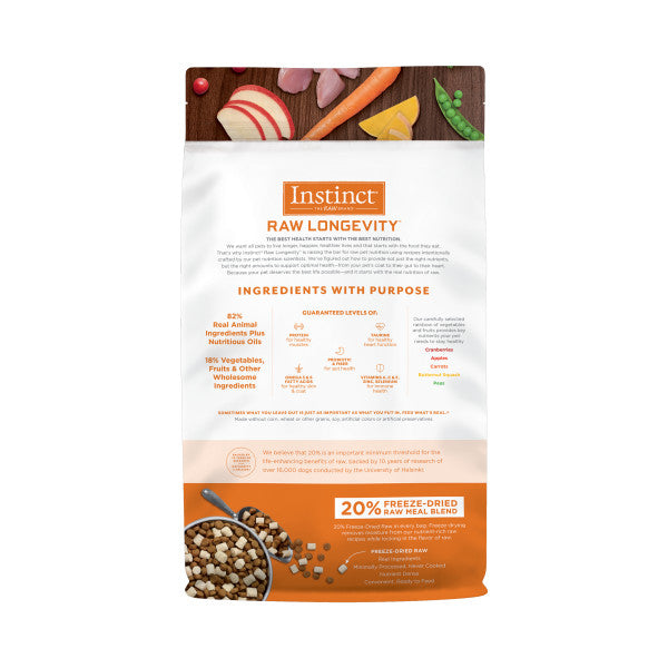 Instinct® Raw Longevity™ 20% Freeze-Dried Raw Meal Blend Grain-Free Recipe with Farm-Raised Rabbit for Cat  Cat Food  | PetMax Canada