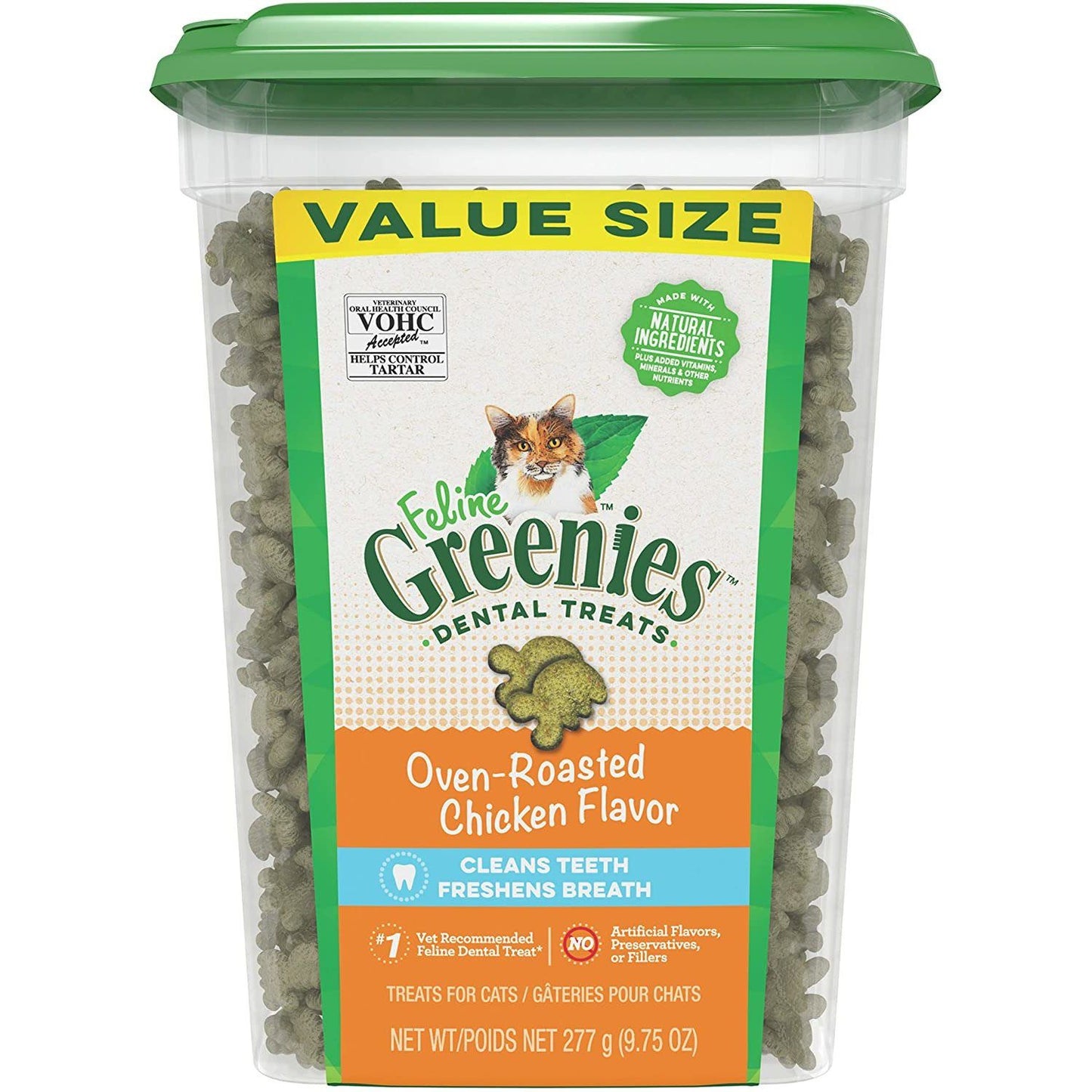 Greenies Feline Natural Dental Care Cat Treats Oven Roasted Chicken Flavour 277g Cat Treats 277g | PetMax Canada