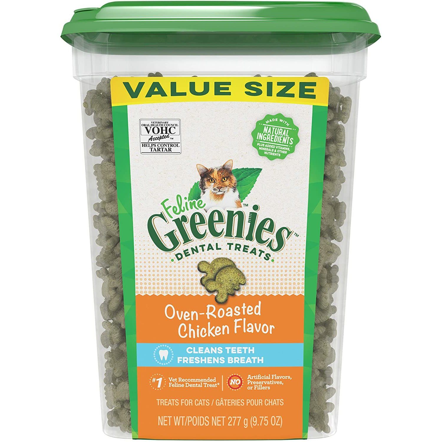 Greenies Feline Natural Dental Care Cat Treats Oven Roasted Chicken Flavour 277g Cat Treats 277g | PetMax Canada