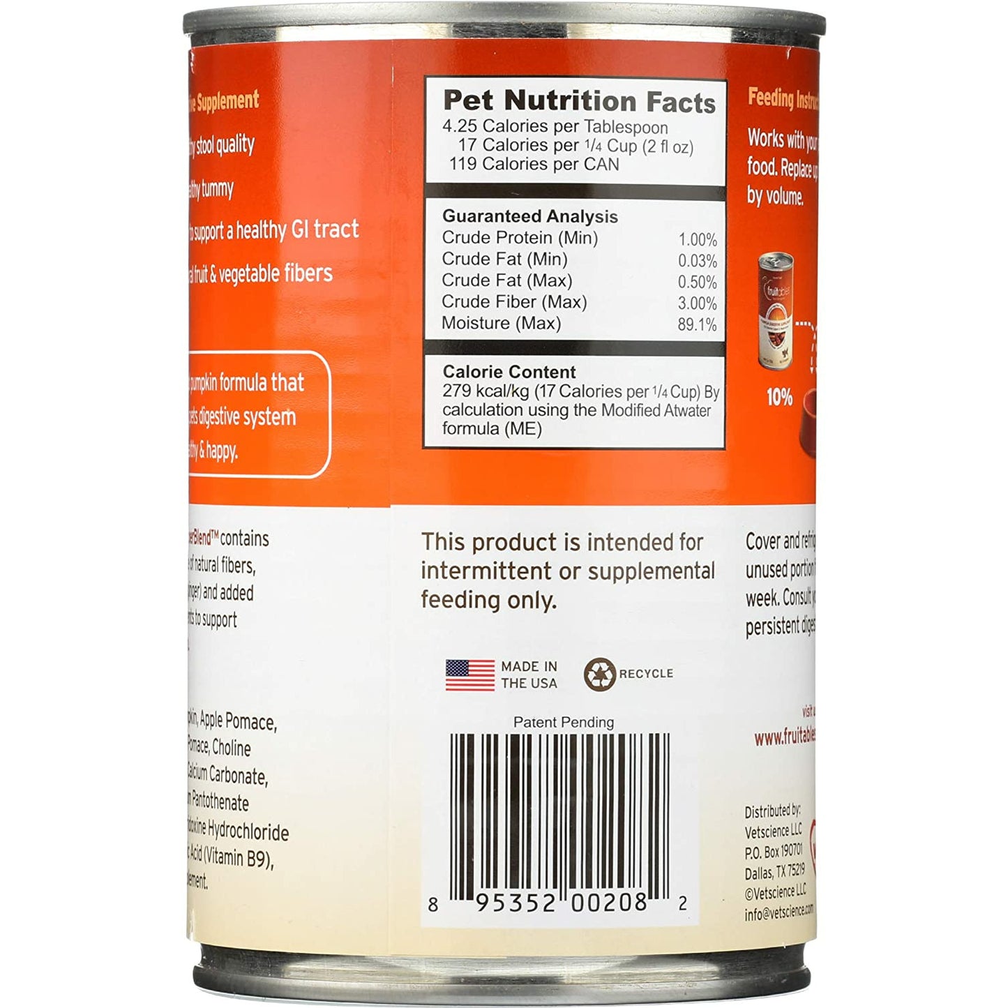 Fruitables Digestive Supplement Pumpkin  Canned Dog Food  | PetMax Canada