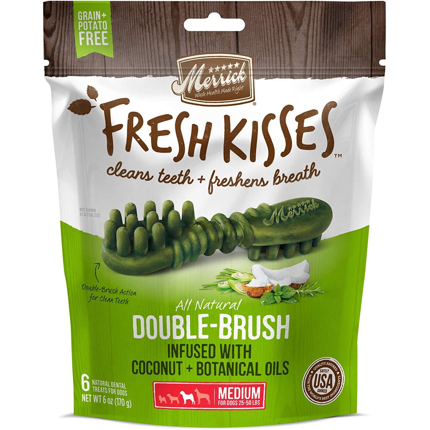 Merrick Fresh Kisses Coconut Brush - Bag Medium Dog Treats Medium | PetMax Canada