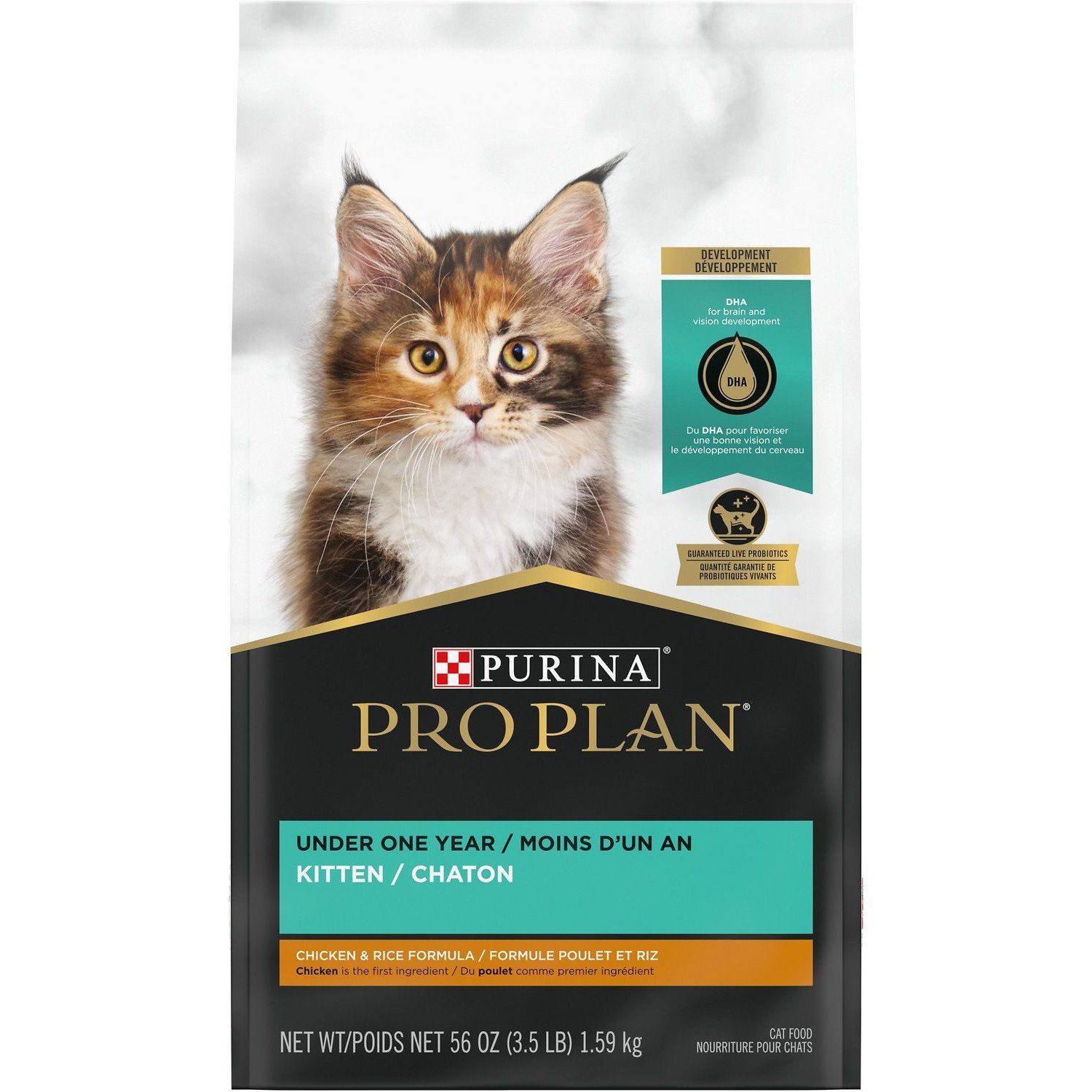 Purina Pro Plan With Probiotics High Protein Dry Kitten Food Chicken & Rice Formula 1.59 Kg Cat Food 1.59 Kg | PetMax Canada