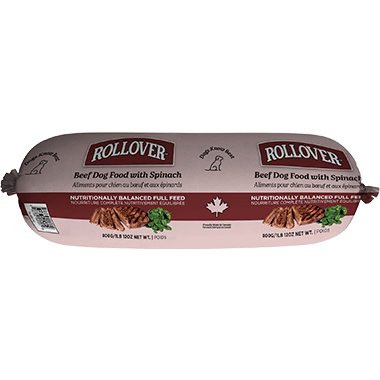Rollover Dog Food Beef with Spinach Roll - 400g - Canned Dog Food - Rollover - PetMax Canada