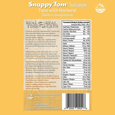Snappy Tom Wet Cat Food Natural Pouches Tuna With Mackeral - 100g - Canned Cat Food - Snappy Tom - PetMax Canada