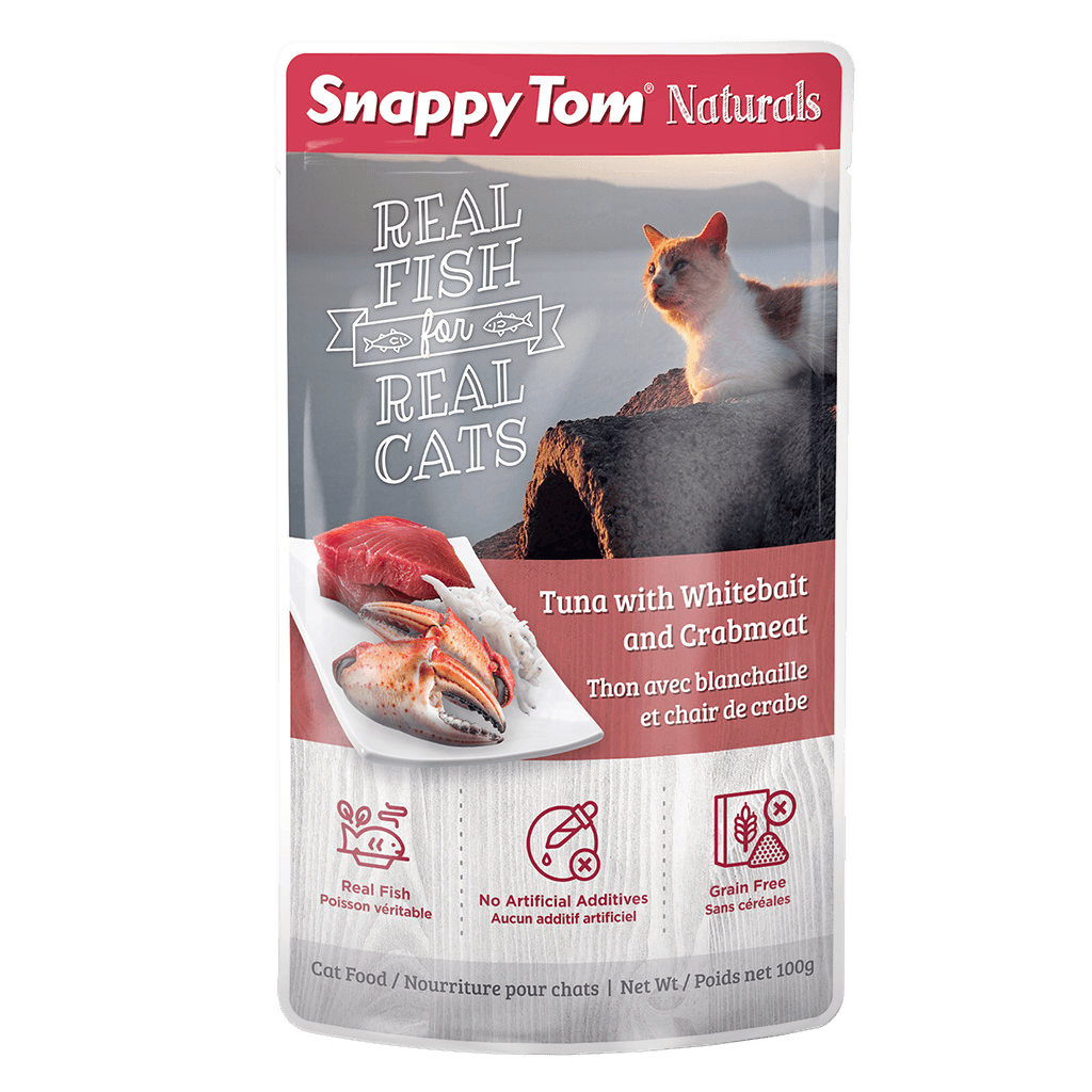 Snappy Tom Wet Cat Food Natural Pouches Tuna With Whitebait & Crab  Canned Cat Food  | PetMax Canada