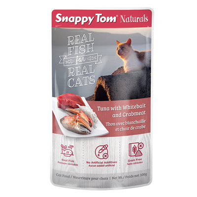 Snappy Tom Wet Cat Food Natural Pouches Tuna With Whitebait & Crab  Canned Cat Food  | PetMax Canada