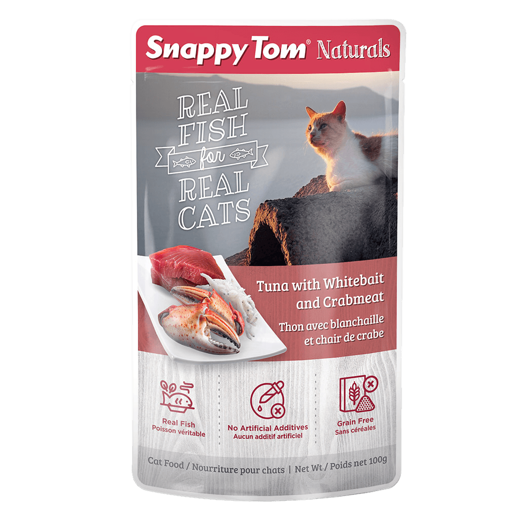 Snappy Tom Wet Cat Food Natural Pouches Tuna With Whitebait & Crab - 100g - Canned Cat Food - Snappy Tom - PetMax Canada