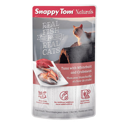 Snappy Tom Wet Cat Food Natural Pouches Tuna With Whitebait & Crab - 100g - Canned Cat Food - Snappy Tom - PetMax Canada