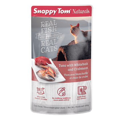 Snappy Tom Wet Cat Food Natural Pouches Tuna With Whitebait & Crab - 100g - Canned Cat Food - Snappy Tom - PetMax Canada