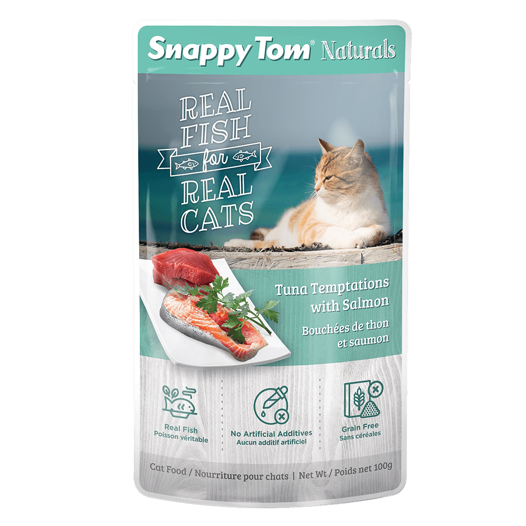 Snappy Tom Wet Cat Food Natural Pouches Tuna Temptations With Salmon  Canned Cat Food  | PetMax Canada