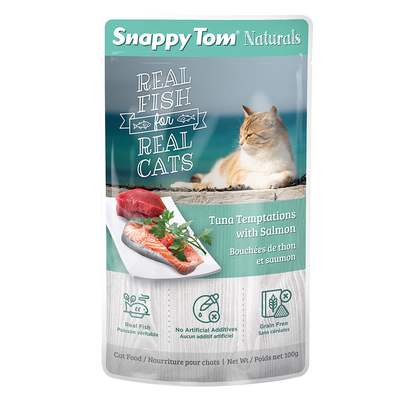 Snappy Tom Wet Cat Food Natural Pouches Tuna Temptations With Salmon  Canned Cat Food  | PetMax Canada