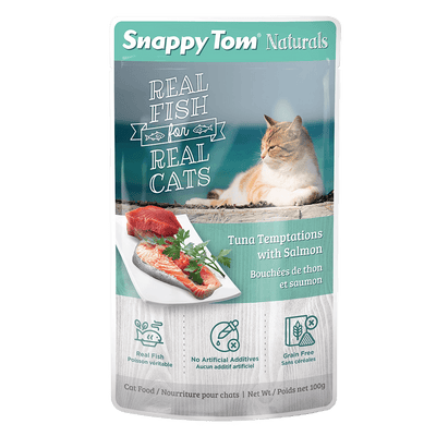Snappy Tom Wet Cat Food Natural Pouches Tuna Temptations With Salmon - 100g - Canned Cat Food - Snappy Tom - PetMax Canada