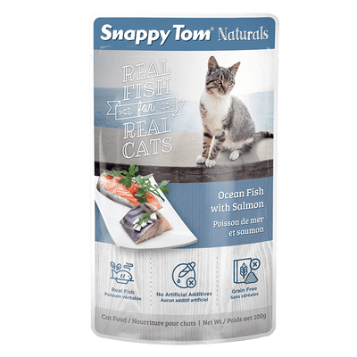 Snappy Tom Wet Cat Food Natural Pouches Ocean Fish Salmon - 100g - Canned Cat Food - Snappy Tom - PetMax Canada