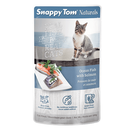 Snappy Tom Wet Cat Food Natural Pouches Ocean Fish Salmon - 100g - Canned Cat Food - Snappy Tom - PetMax Canada