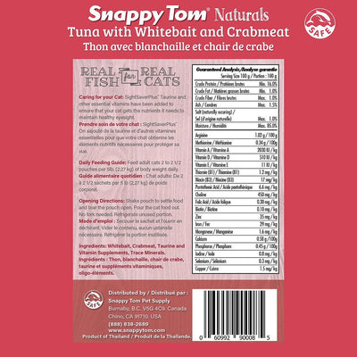 Snappy Tom Wet Cat Food Natural Pouches Tuna With Whitebait & Crab - 100g - Canned Cat Food - Snappy Tom - PetMax Canada