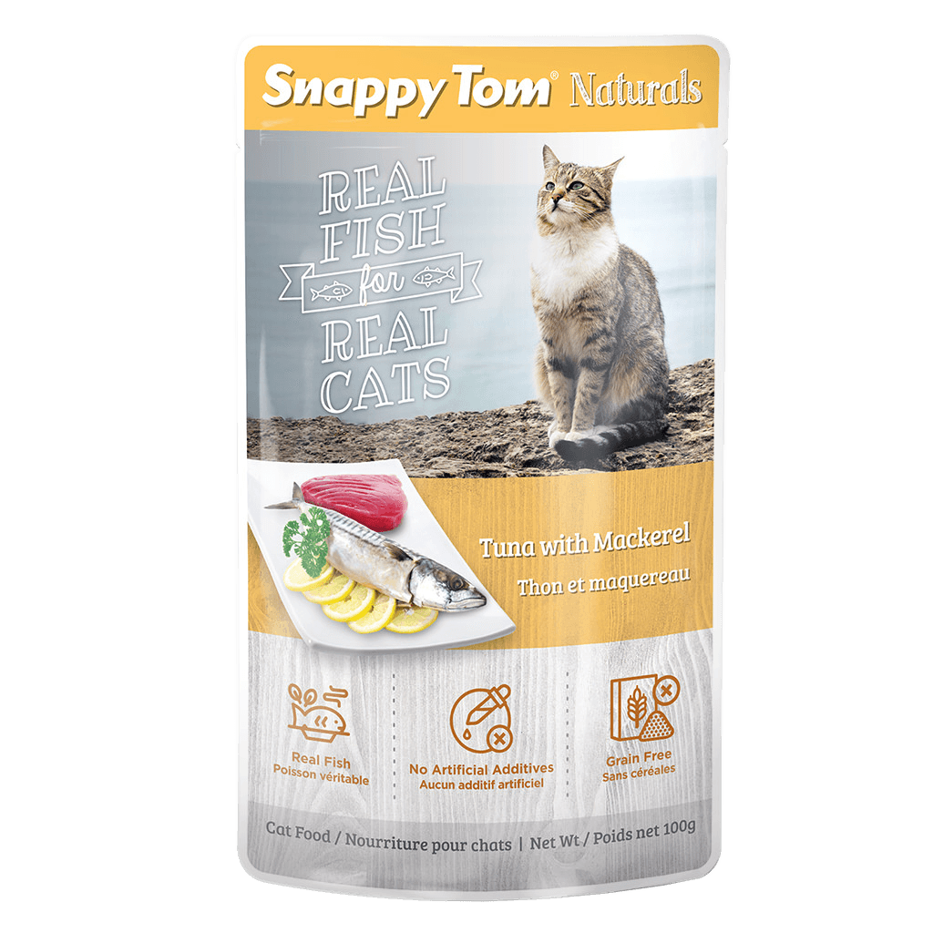 Snappy Tom Wet Cat Food Natural Pouches Tuna With Mackeral - 100g - Canned Cat Food - Snappy Tom - PetMax Canada